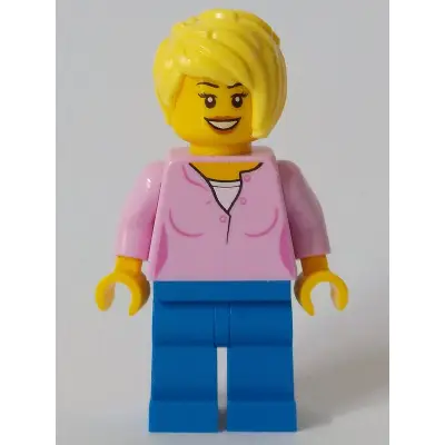  Toy Store Owner - Bright Pink Female Top, Blue Legs