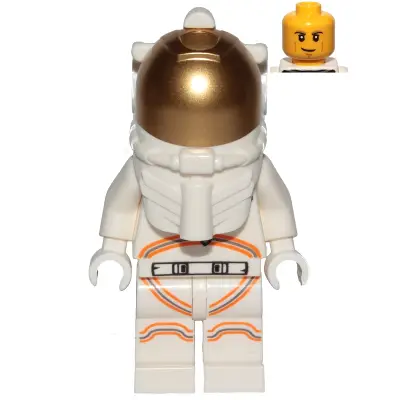  Astronaut - Male, White Spacesuit with Orange Lines, Smirk, Cheek Lines, Black and Dark Tan Eyebrows