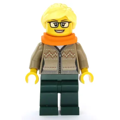  Hot Drinks Stand Clerk - Female, Dark Tan Sweater, Scarf, Ponytail