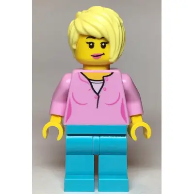  Female, Bright Pink Top, Medium Azure Legs