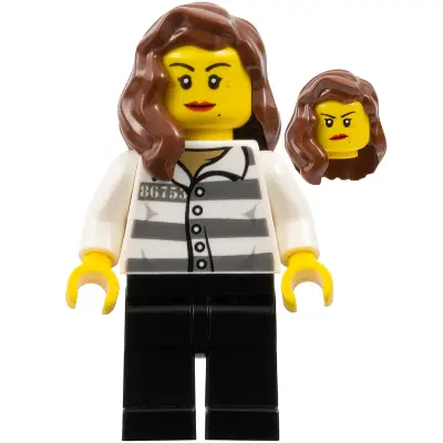  Police - Jail Prisoner 86753 Prison Stripes, Female, Reddish Brown Female Hair over Shoulder