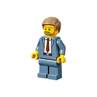  Plane Passenger - Male, Sand Blue Suit, Dark Red Tie, Dark Tan Hair Short Combed Sideways, Beard