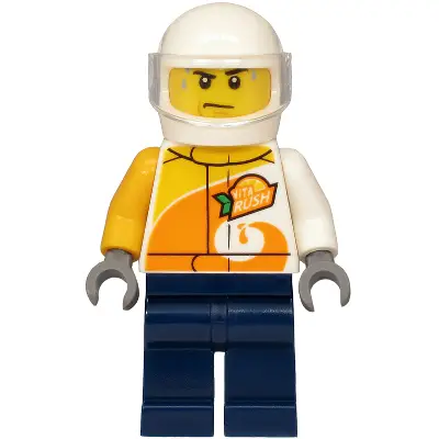  Helicopter Pilot - Jacket with 'ViTA RUSH' Logo, Dark Blue Legs, White Helmet