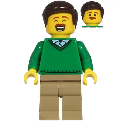  Mark McCloud - Dad, Green V-Neck Sweater, Dark Tan Legs, Dark Brown Hair