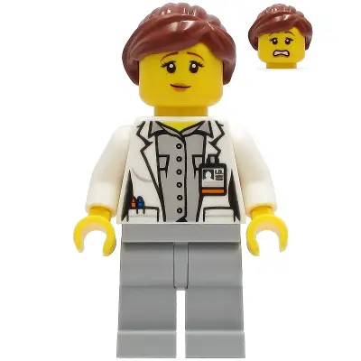  Fire - Female, White Open Jacket over Shirt, Light Bluish Gray Legs, Reddish Brown Hair