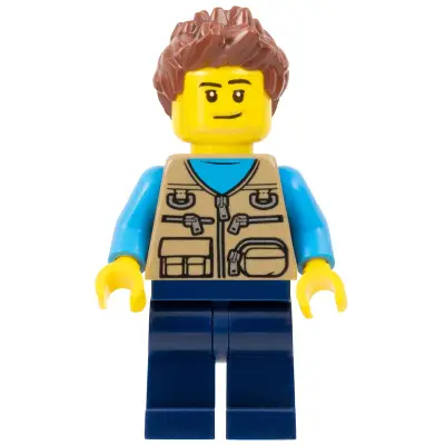  Camper Van Owner - Male, Dark Tan Vest over Dark Azure Shirt, Dark Blue Legs, Reddish Brown Spiked Hair, Stubble