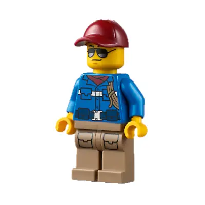  Wildlife Rescue Ranger - Male, Blue Shirt with 'RESCUE' Pattern on Back, Dark Red Cap, Dark Tan Legs with Pockets