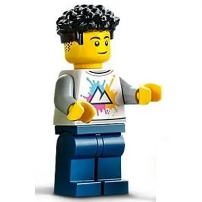  Hospital Visitor - Male, White Shirt with Mountains Logo, Dark Blue Legs, Black Coiled Hair