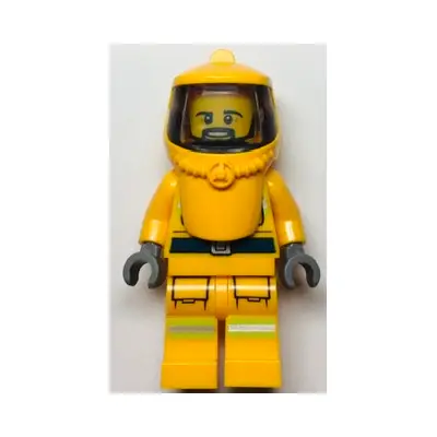  Fire - Reflective Stripes, Bright Light Orange Suit and Hood Hazard with Trans-Brown Face Shield, Beard