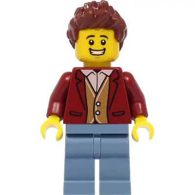  Teacher - Male, Dark Red Suit Jacket, Sand Blue Legs, Reddish Brown Hair