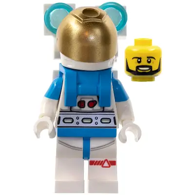  Lunar Research Astronaut - Male, White and Dark Azure Suit, White Helmet, Metallic Gold Visor, Backpack Lights, Beard