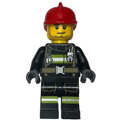  Fire - Reflective Stripes with Utility Belt, Red Fire Helmet, Male Smirk
