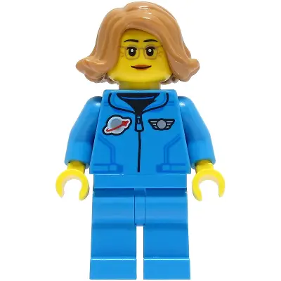  Lunar Research Astronaut - Female, Dark Azure Jumpsuit, Medium Nougat Hair, Glasses
