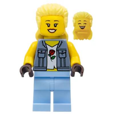  Stuntz Spectator - Female, Sand Blue Vest over Rose Shirt, Bright Light Blue Legs, Bright Light Yellow Mullet