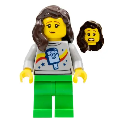  Stuntz Spectator - Female, Popsicle Shirt, Bright Green Legs, Dark Brown Hair