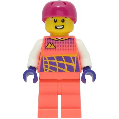  Cyclist - Male, Coral Racing Suit, Magenta Helmet