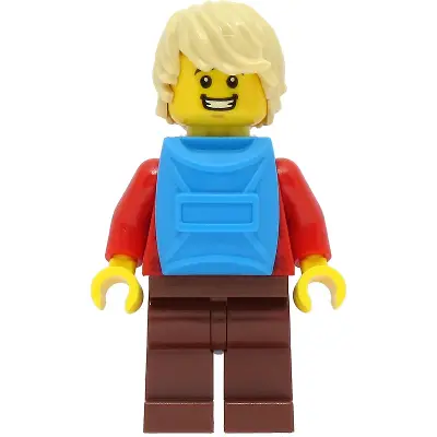  Passenger - Male, Red Plaid Flannel Shirt, Reddish Brown Legs, Tan Hair, Dark Azure Backpack