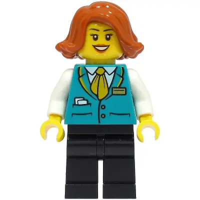  Bus Driver - Female, Dark Turquoise Vest, Black Legs, Dark Orange Hair