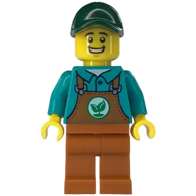  Gardener - Male, Dark Orange Overalls over Dark Turquoise Shirt, Dark Orange Legs, Dark Green Cap