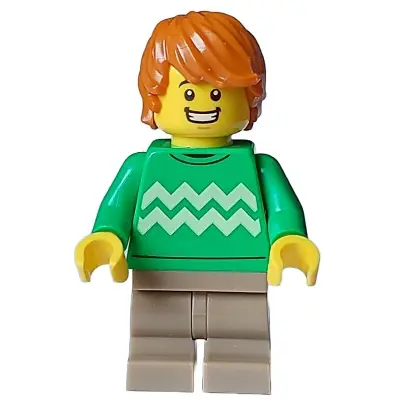 Cozy House Resident - Male, Bright Green Sweater with Bright Light Yellow Zigzag Lines, Dark Tan Medium Legs, Dark Orange Hair