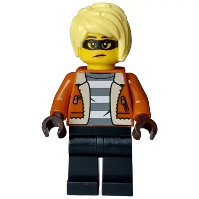  Police - City Bandit Crook Female, Dark Orange Jacket, Black Legs, Bright Light Yellow Hair