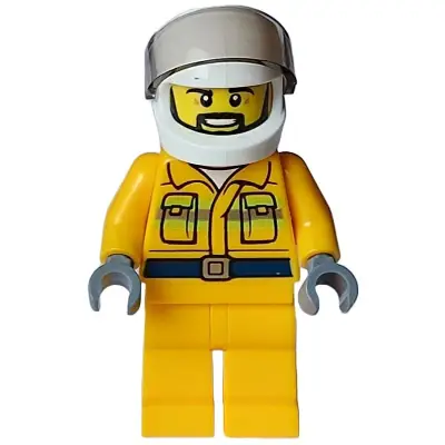  Fire - Male, Reflective Stripes, Bright Light Orange Jacket and Legs, White Helmet, Trans-Brown Visor