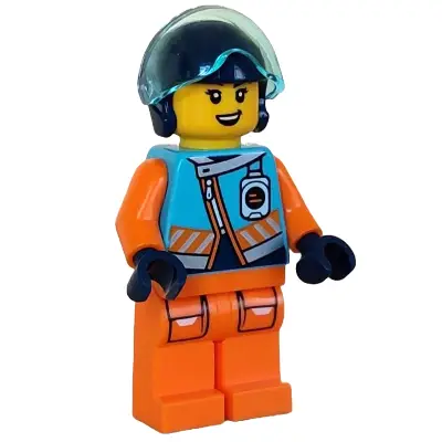  Arctic Explorer Pilot - Female, Medium Azure Jacket, Name Badge, Dark Blue Helmet, Trans-Light Blue Visor