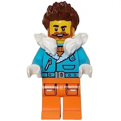  Arctic Explorer Captain - Male, Medium Azure Jacket, White Fur Collar, Reddish Brown Hair, Dark Orange Beard