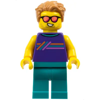  Ice-Cream Shop Customer - Male, Dark Purple Sleeveless Shirt with Stripes, Dark Turquoise Legs, Medium Nougat Hair, Sunglasses