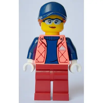  Female - Coral Jacket over Sweater, Dark Red Legs, Dark Blue Cap, Dark Orange Hair