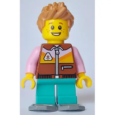  Boy - Reddish Brown Jacket, Dark Turqouise Short Legs, Medium Nougat Spiked Hair, Snowshoes