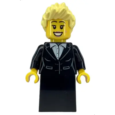  Carol Singer - Female, Black Suit Jacket with White Button Up Shirt, Black Skirt, Bright Light Yellow Spiked Hair