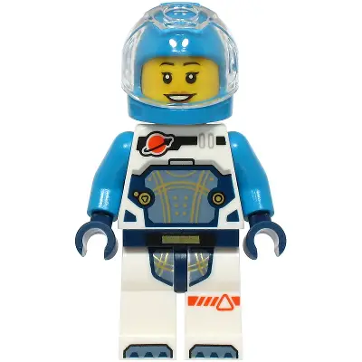  Astronaut - Female, White Spacesuit with Dark Azure Arms, Dark Azure Helmet, Trans-Clear Visor