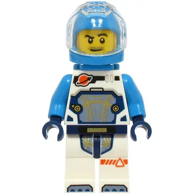  Astronaut - Male, White Spacesuit with Dark Azure Arms, Dark Azure Helmet, Trans-Clear Visor, Dark Azure Jet Pack, Stubble