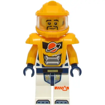  Astronaut - Male, White Spacesuit with Bright Light Orange Arms, Bright Light Orange Helmet, Trans-Clear Visor, Bright Light Orange Armor