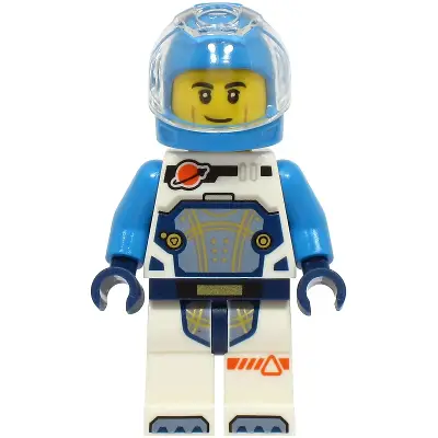  Astronaut - Male, White Spacesuit with Dark Azure Arms, Dark Azure Helmet, Trans-Clear Visor, Smirk