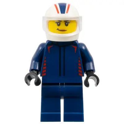  Formula 1 Driver, Red Bull - Female, Dark Blue Racing Suit, White Helmet, Trans-Clear Visor