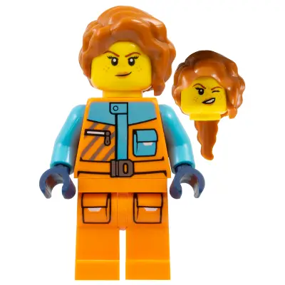  Arctic Photographer - Female, Orange Jacket and Legs, Medium Azure Trim, Dark Orange Hair