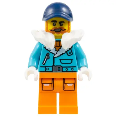  Arctic Explorer Captain - Male, Medium Azure Jacket, White Fur Collar, Dark Orange Beard, Dark Blue Cap
