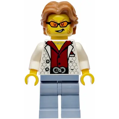  Police - City Bandit Crook Male, White Vest, Medium Nougat Wavy Hair, Sideburns, Orange Glasses