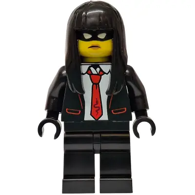  Police - City Bandit Crook Female, Black Tuxedo with Red Tie, Black Legs, Black Long Hair