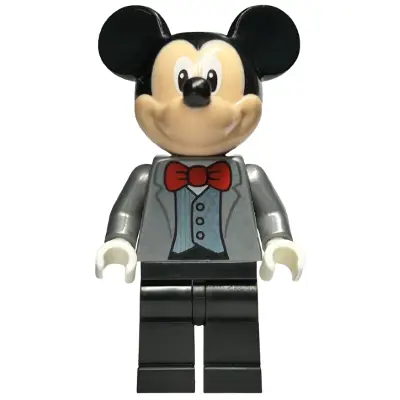  Mickey Mouse - Flat Silver Tuxedo Jacket, Red Bow Tie