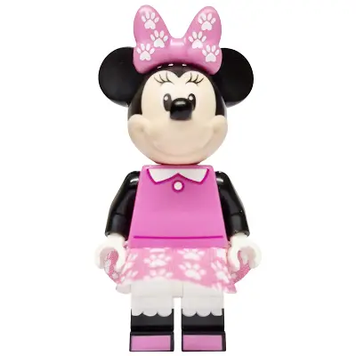  Minnie Mouse - Dark Pink Top, Dress and Bow with Paw Prints