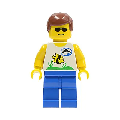  Divers - Boatie, Fish and Dolphin Shirt, Brown Male Hair