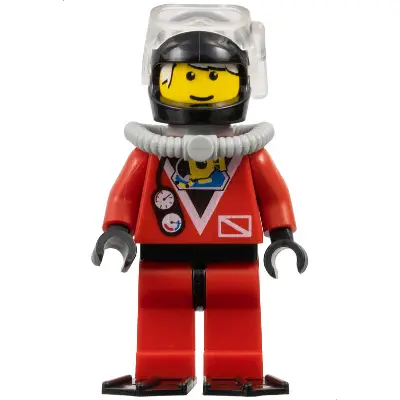  Divers - Red Diver 2, Red Legs with Black Hips, Black Helmet, White Bangs, Black Flippers