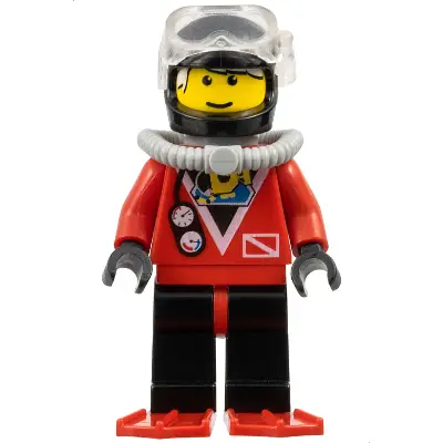  Divers - Red Diver 2, Black Legs with Red Hips, Black Helmet, Red Flippers