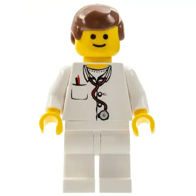  Doctor - Lab Coat Stethoscope and Thermometer, White Legs, Reddish Brown Male Hair
