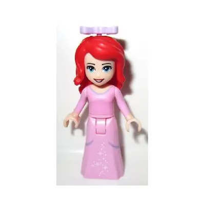  Ariel, Human (Light Nougat) - Bright Pink Dress with White Stars, Lavender Bow