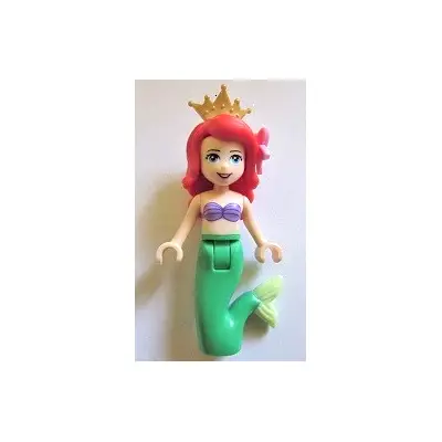  Ariel, Mermaid (Light Nougat) - Medium Lavender Shell Bra Top, Bright Green Tail, Medium Azure Eyes, Bright Pink Flower, Pearl Gold Tiara