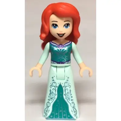  Ariel, Human (Light Nougat) - Light Aqua Dress with Silver Starfish and Shells